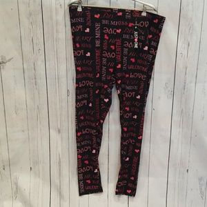 NWT Just One Brand "Valentine's" Black Leggings 2X